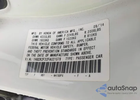2015 Honda Accord Lx from USA, damaged, VIN 1HGCR2F32FA021579